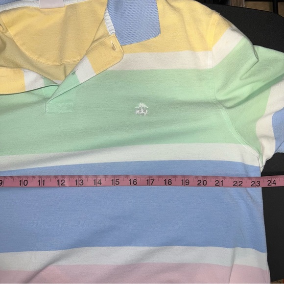 Brooks Brothers Men XL Stripe Cotton Polo Rugby Shirt Short Sleeve Pastel B11 - Picture 7 of 7